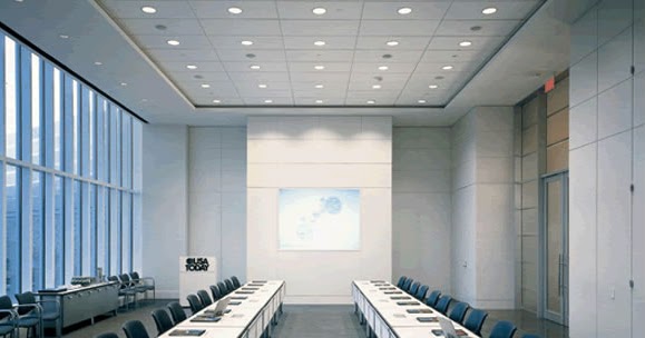 Modern White False Ceiling Tiles For Office With Lights