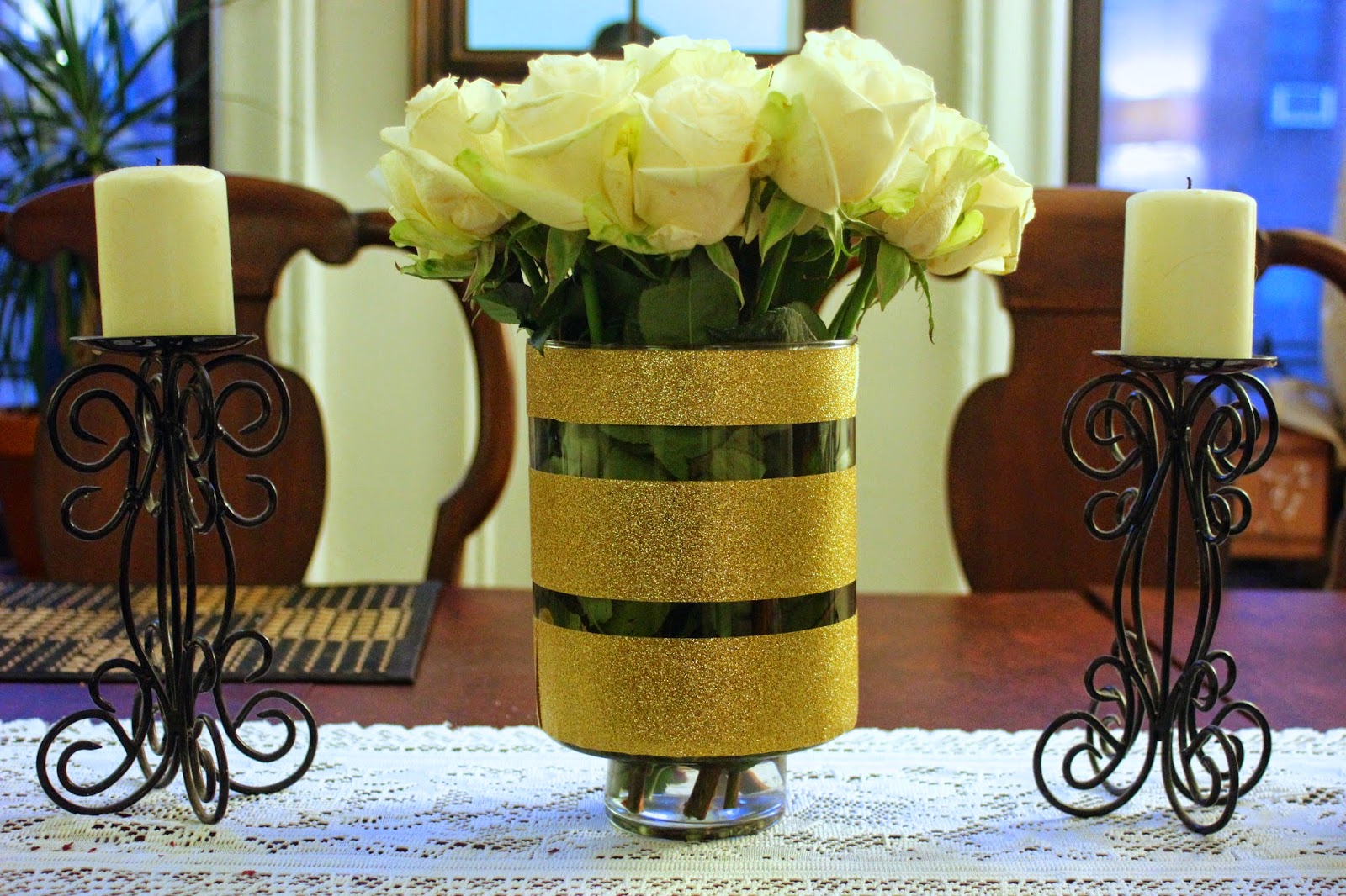 Domesticated Me DIY Gold Glitter Vase for Home or Wedding Decor