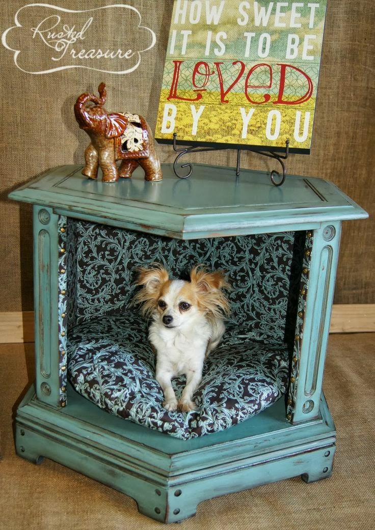 DIY End Table Dog Beds Before and After