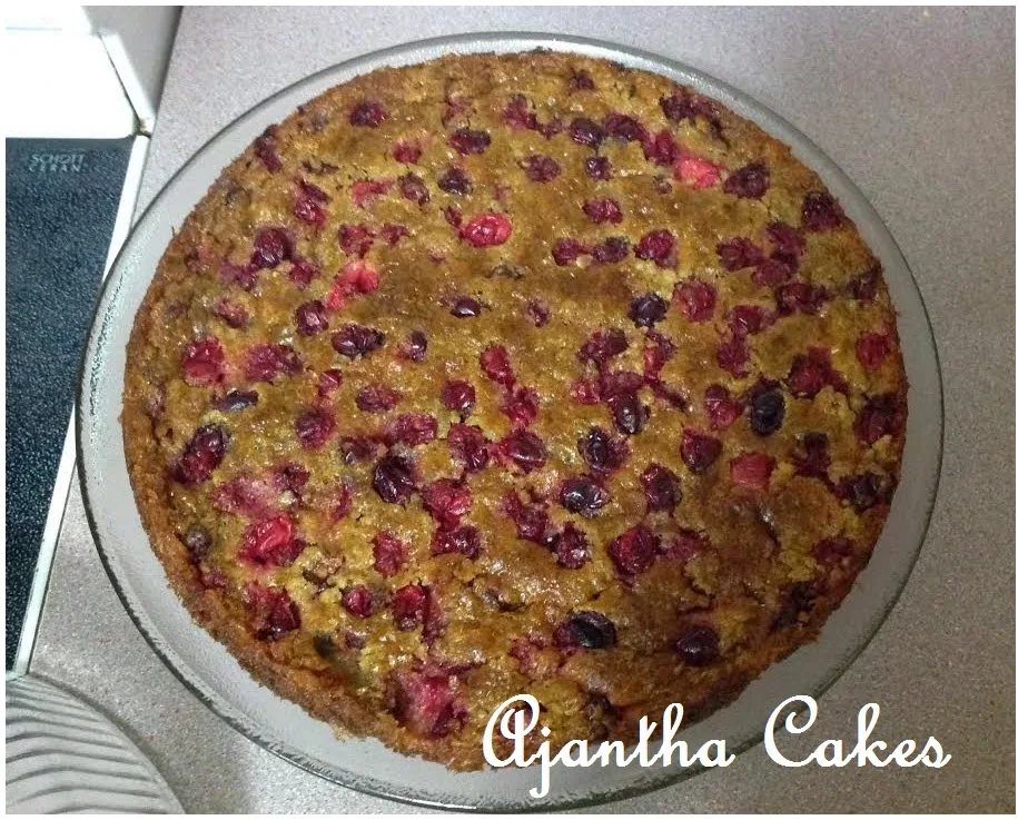 Cranberry oats upside down cake