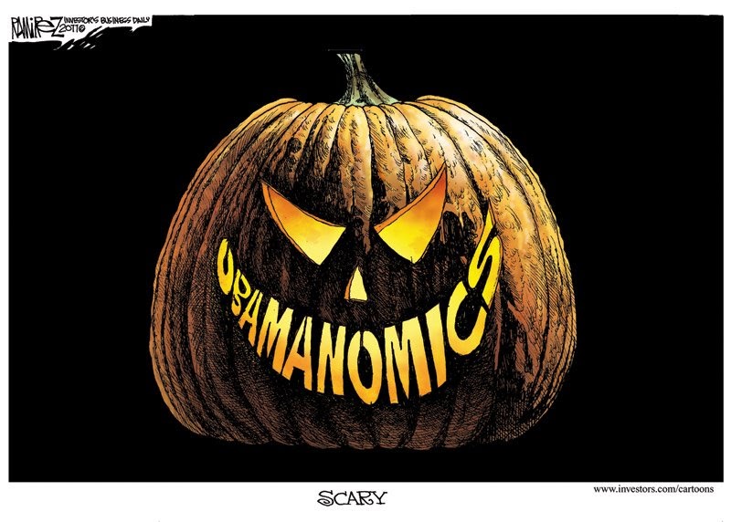 scary halloween pumpkin cartoons cartoon happy obama monday scare political obamanomics booo batch cartoonists mlive spooks morning tweet