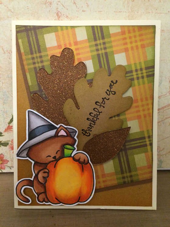 Thankful Fall Card for Newton's Nook Designs Inky Paws Challenge - Newton's Perfect Pumpkin Stamp set