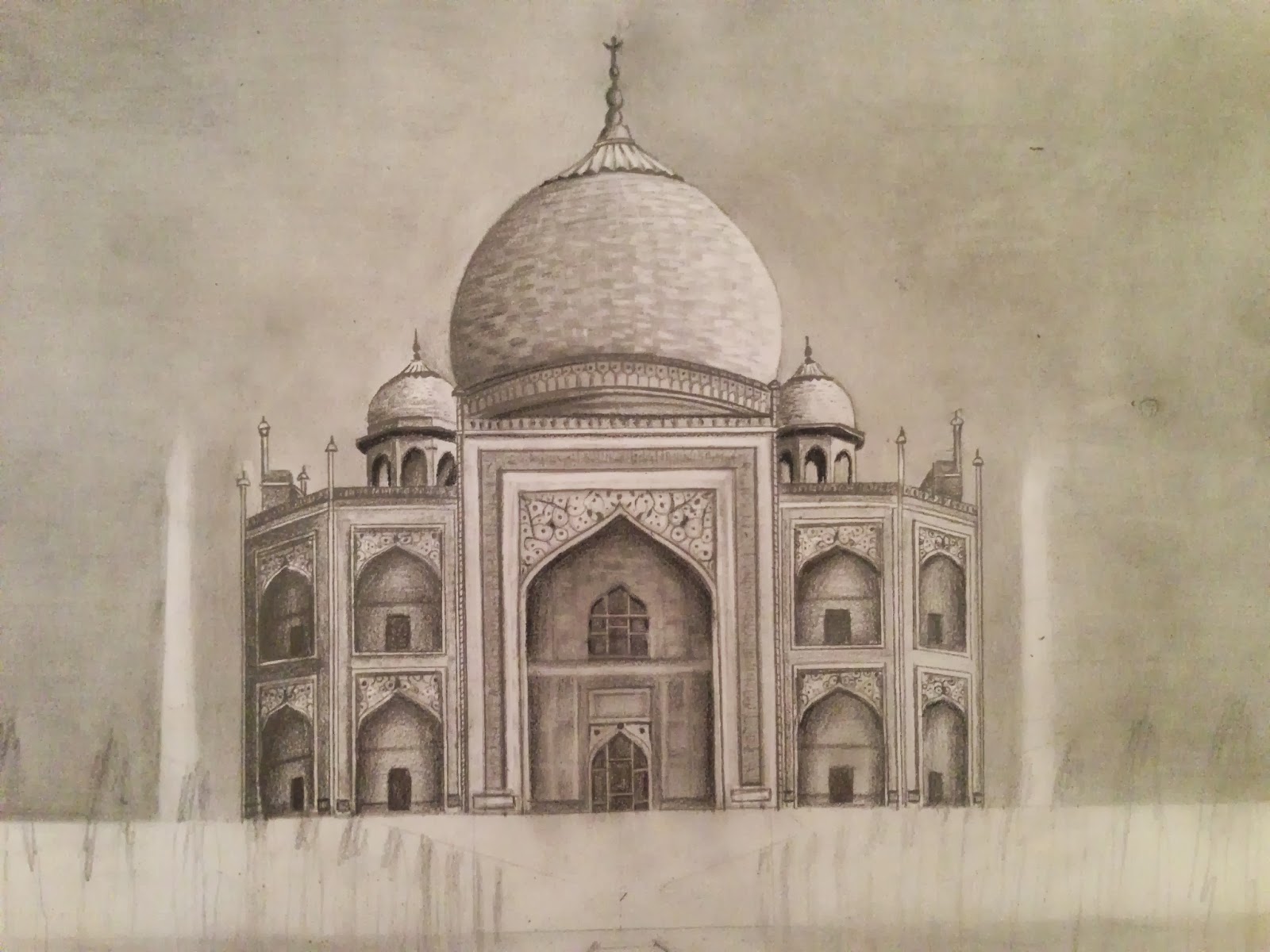 New Taj Mahal Sketch Drawing with simple drawing