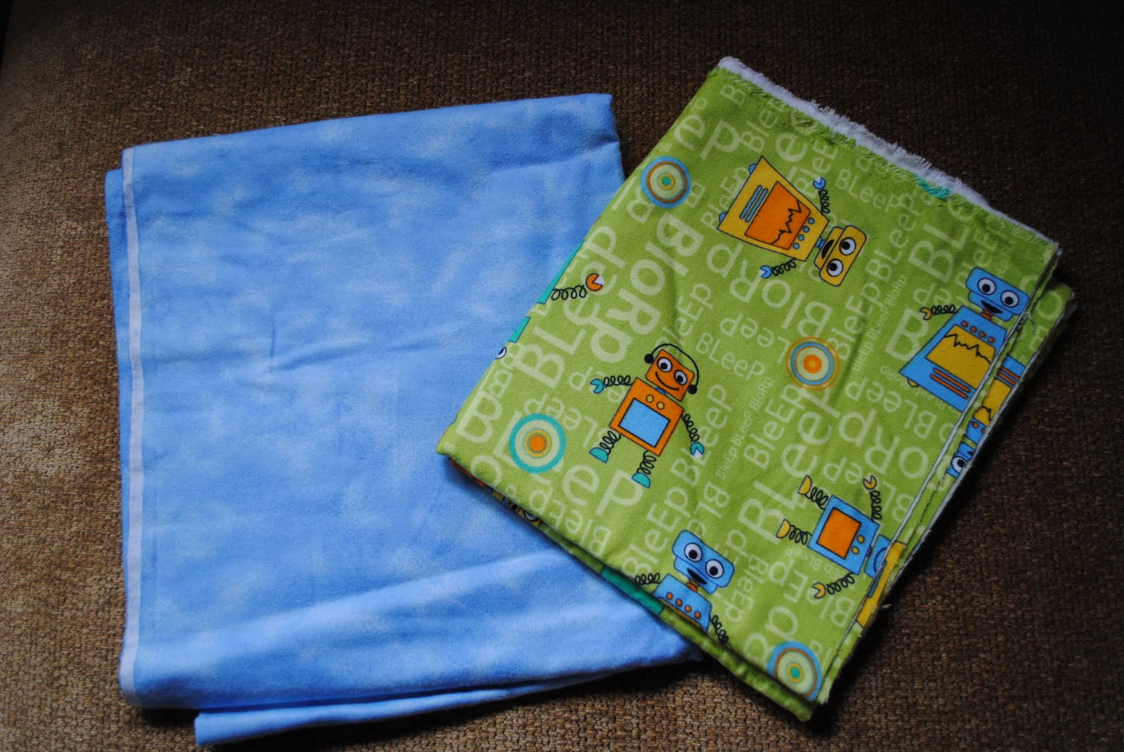 Ruby Jane Taylor Robots Flannel Self Binding Baby Blanket