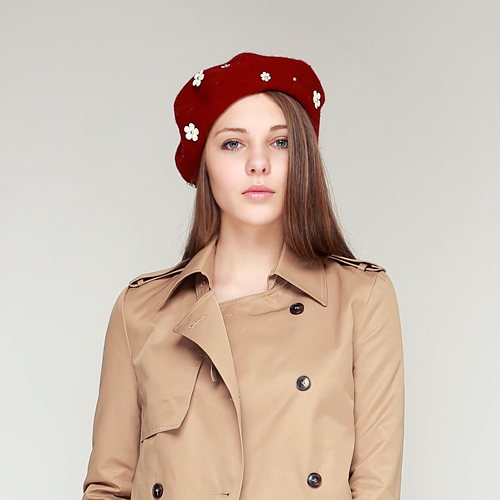 Korean Women's Fashion: Storets Petit Flower Wool Beret