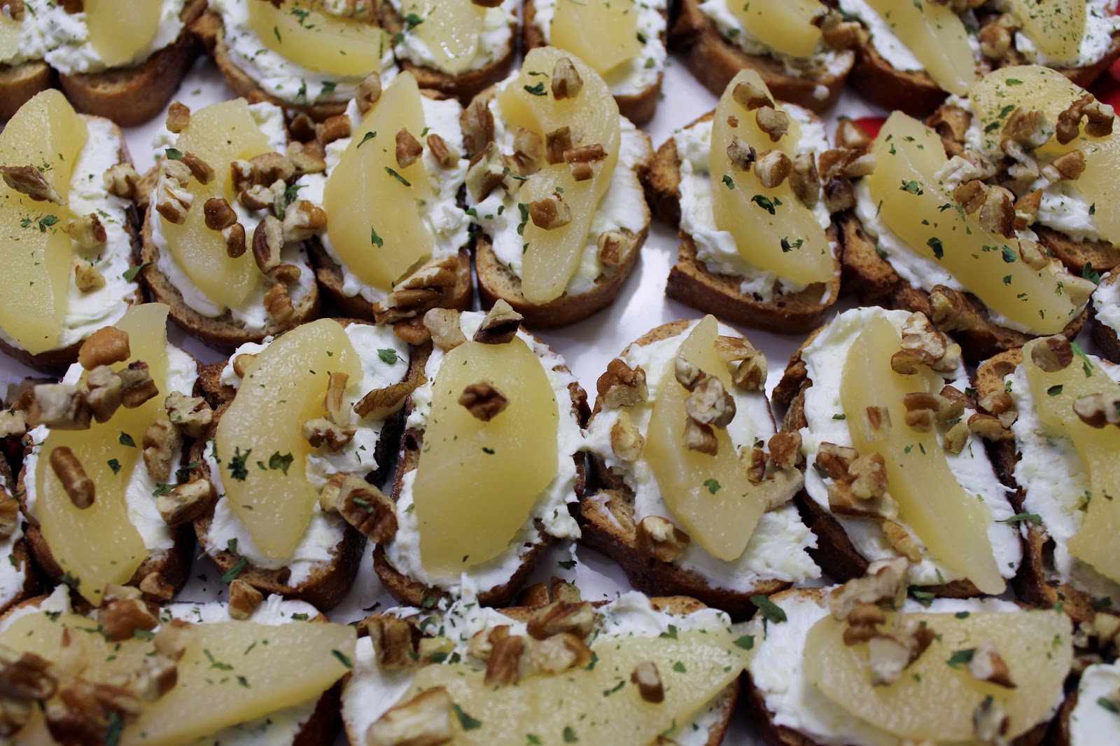 Key Ingredients Blue Cheese and Pear Crostini