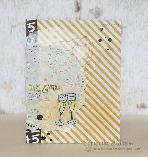 Mr. & Mrs. champagne card by Samantha Mann | Years of Cheers stamp set by Newton's Nook Designs
