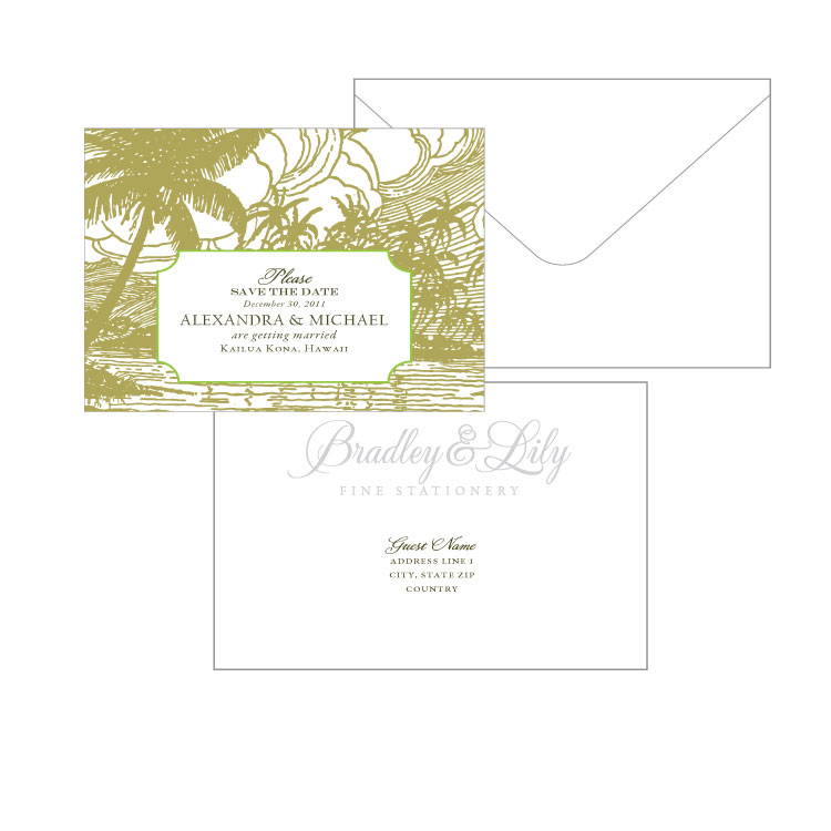 Old Hawaii Save the Date Bradley & Lily Fine Stationery