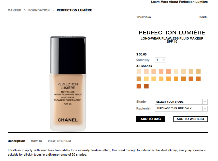 小女生說大話: Chanel Perfection Lumiere Foundation