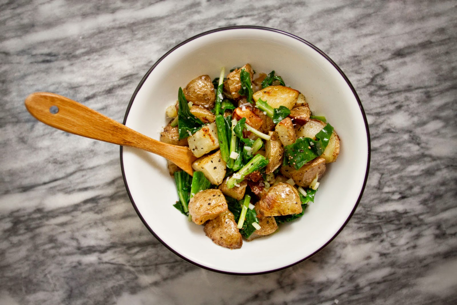 Little Market Kitchen Roasted New Potatoes tossed with Ramps