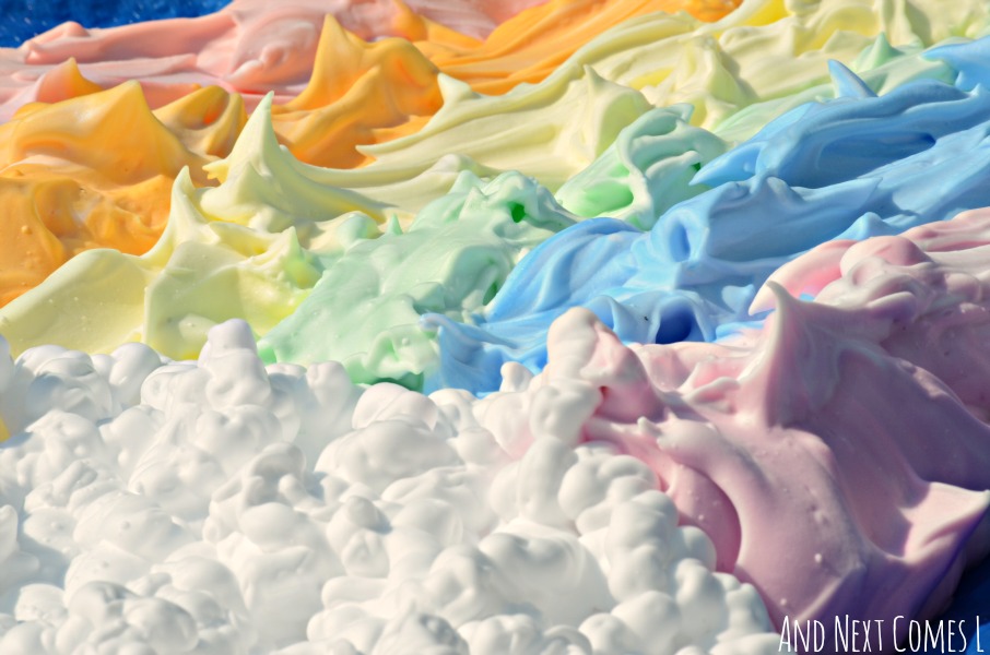 Shaving Cream Rainbow {Messy Sensory Play} And Next Comes L