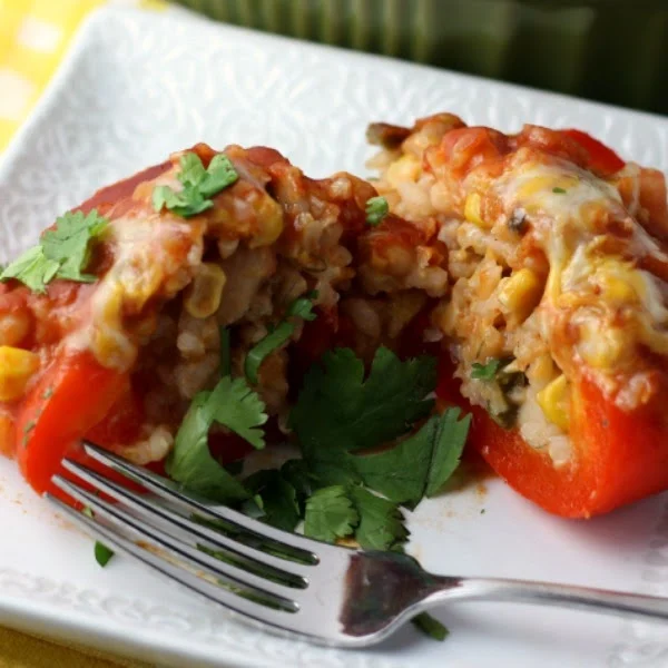 Slow Cooker Rice, Bean and Veggie Stuffed Peppers (Meatless) | Renee's Kitchen Adventures