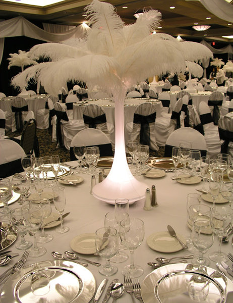 Feather is the best element to decorate the tables Your wedding flower
