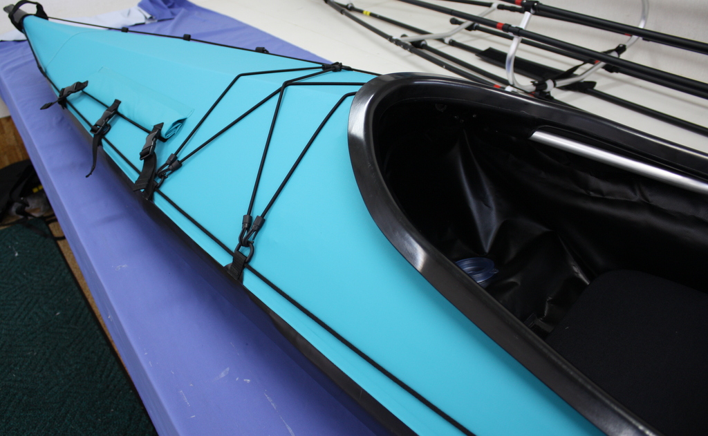 フォールディングカヤックビルダー クルーソー460コックピットポッド ターコイズ ラージバウハッチ アルミニーブレイス