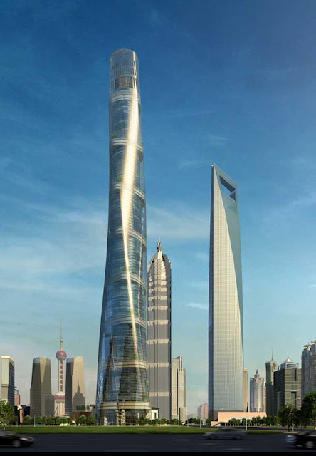 Shanghai Tower with Jin Mao Tower And World Financial Centre