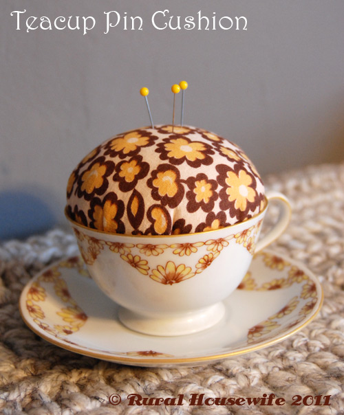 Rural Housewife Teacup Pin Cushion