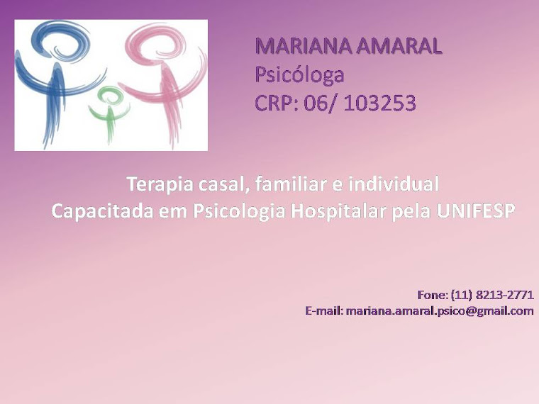 Clínica Psicológica -  Mariana Amaral - CRP 06/103253 F: (11) 98213-2771