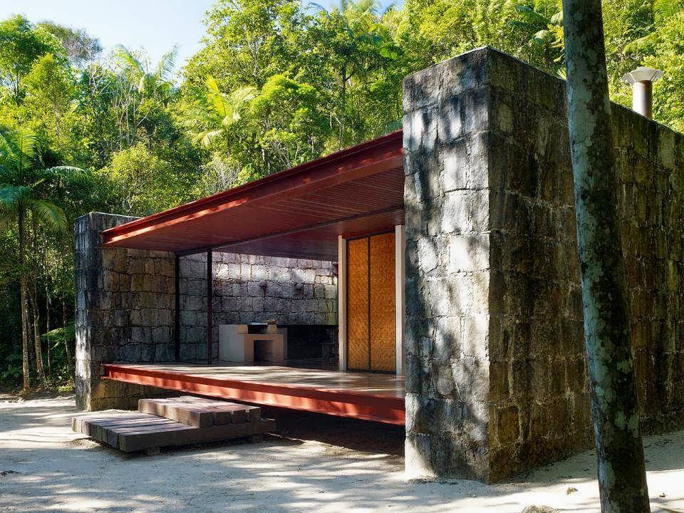 Half Glass, Half Rocks, and Wood Minimalist House of Cabin ...