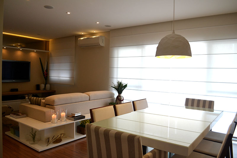 A arte de decorar: abajur e lustres para sala de jantar e estar.