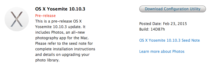 Mac OS X Yosemite 10.10.3 Beta 2 (14D87h) Mac OS X Yosemite 10.10.3 Beta 2 (14D87h)
