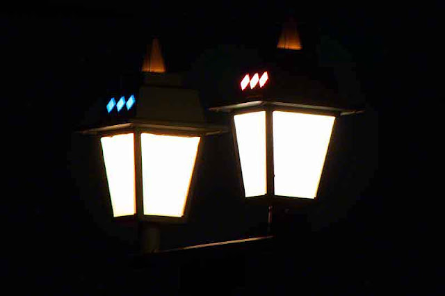 street lamps, night