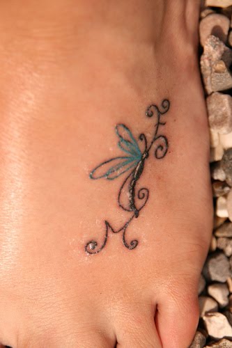 Small Flowers Tattoos For Girls On Foot Dragonfly Tattoo On Foot