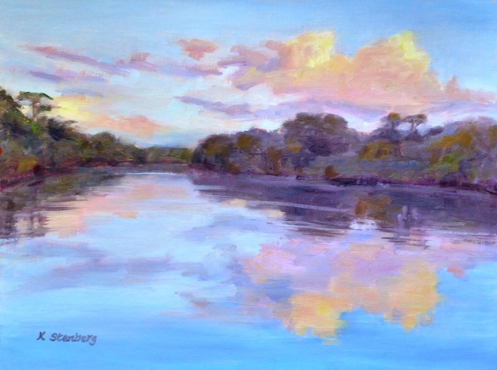 Kim Stenberg's Painting Journal "Sunset Clouds" (oil on linen; 9" x 12