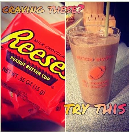 reeses peanut butter cup shakeology, shakeology recipe, healthy swaps