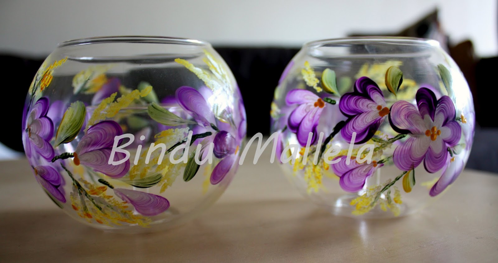 crazy for colors! Hand painted glass bowls......