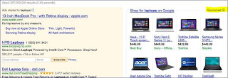 sponsored ads in search results since it became a paid for service