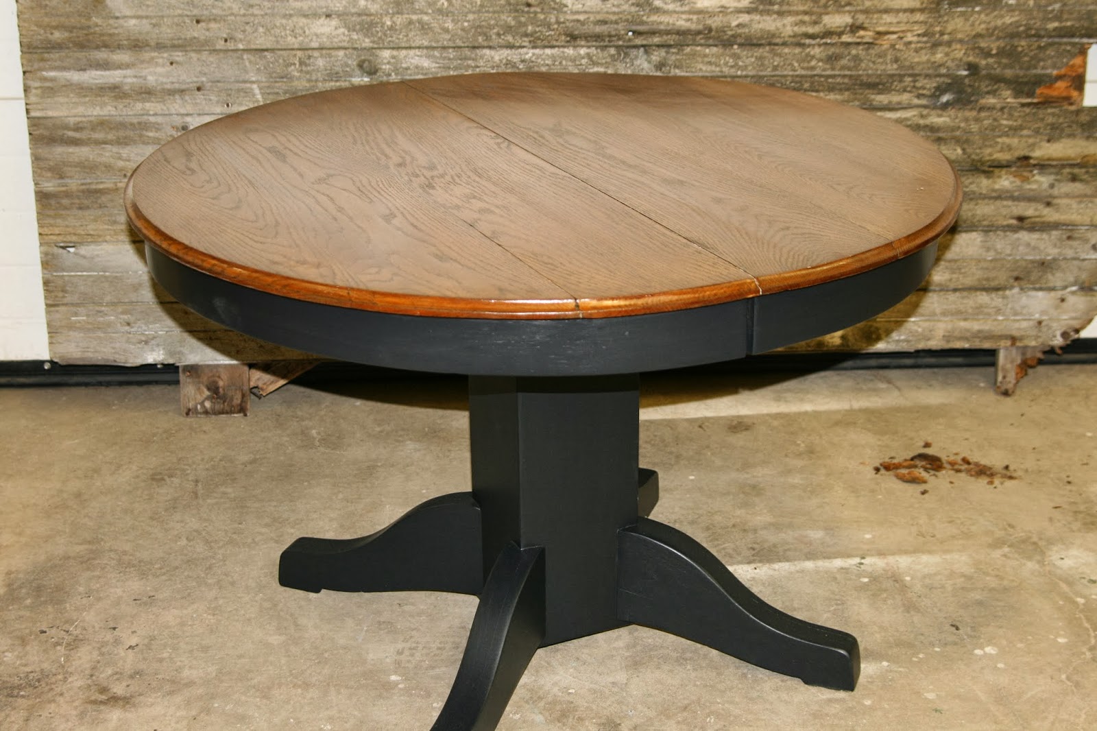 Laurel's Attic Black Pedestal Table with Stained Top SOLD