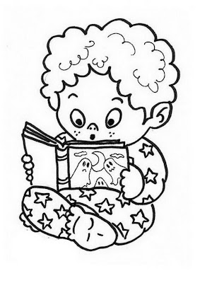 Niño leyendo cuento para colorear - COLOREA TUS DIBUJOS