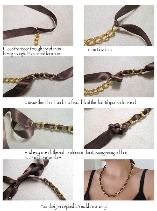 Makeup and Macaroons: DIY designer inspired ribbon and chain necklace in 4 easy  steps