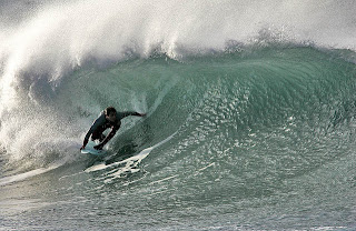 Surfing at Fistral beach