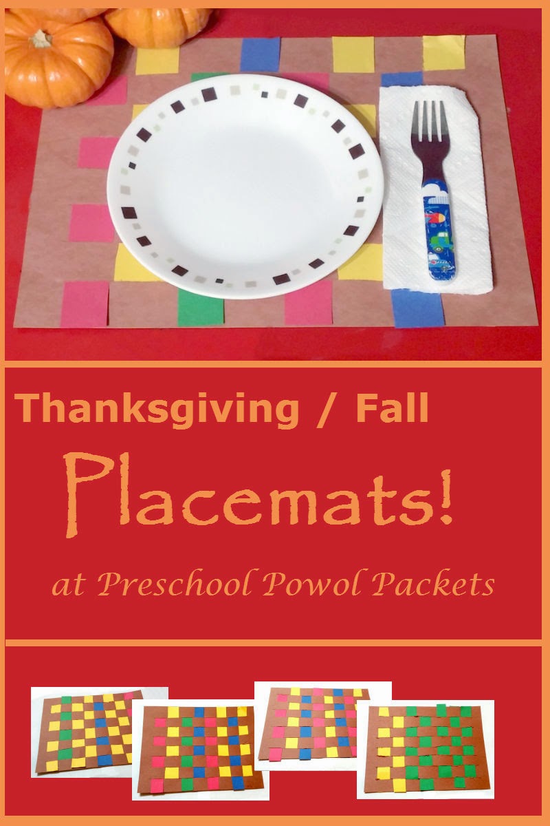 Thanksgiving Placemats Preschool Craft Preschool Powol Packets