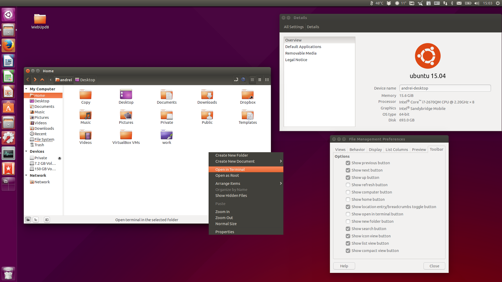 Nemo With Unity Patches Available For Ubuntu 15.04 Vivid Vervet 