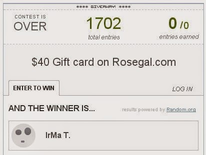 Rosegal $40 Giveaway winner