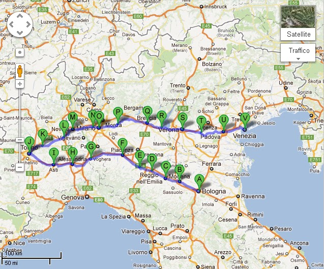 Veloce ® cycling and bike rental company From Bologna to Turin, Milan