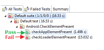 Verify element present in android automation test