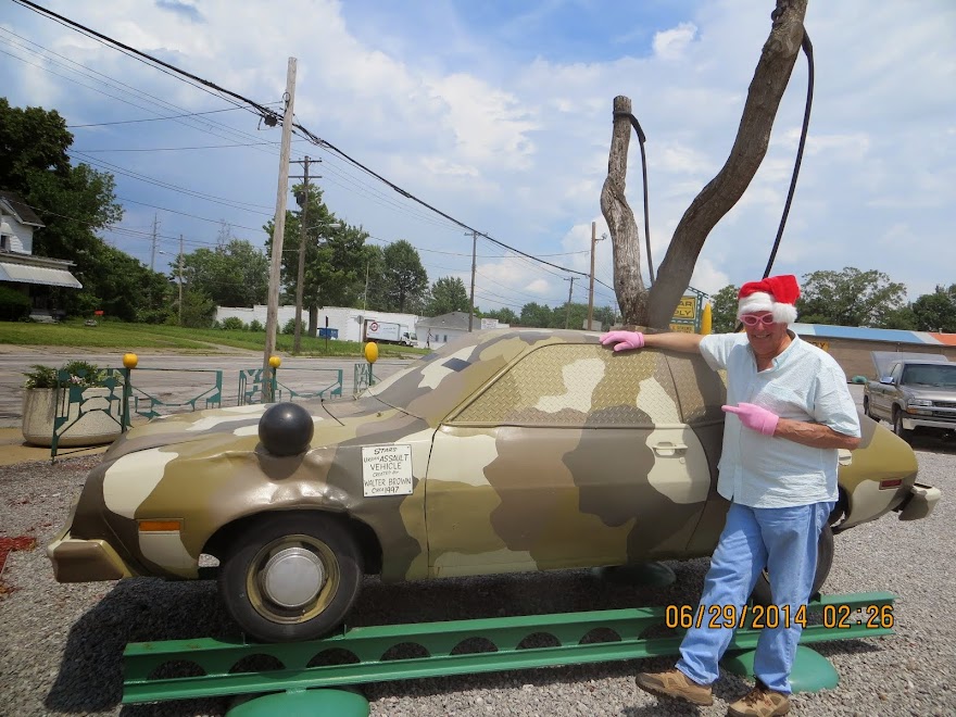 Weird Santa with an Urban Assault Pinto with a giant sling shot.