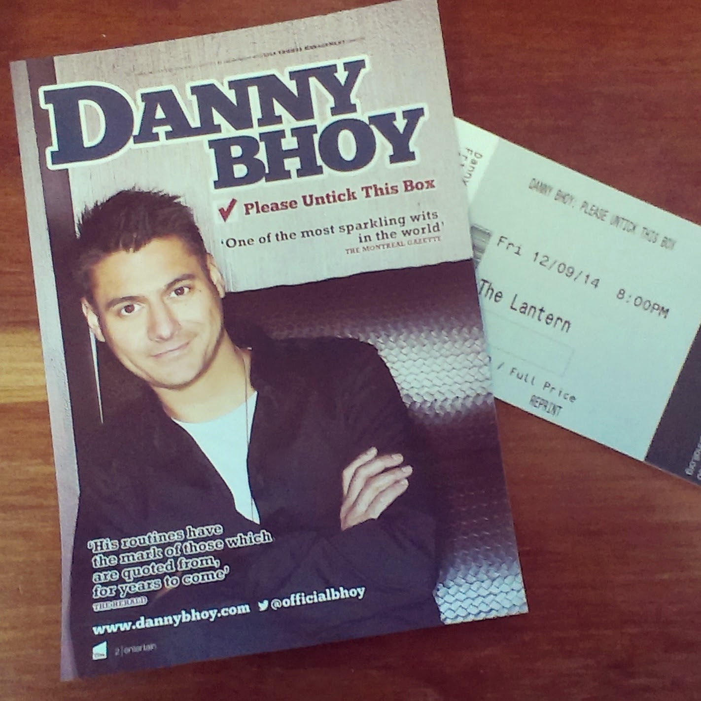 Danny Bhoy leaflet and tickets