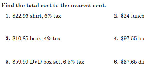 Grade 7 Math: Tax and Gratuity Problems