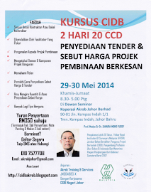 Kursus CIDB 2 Hari 20 CCD 29-30 Mei 2014 Penyediaan Tender & Sebut Harga Projek Pembinaan Berkesan