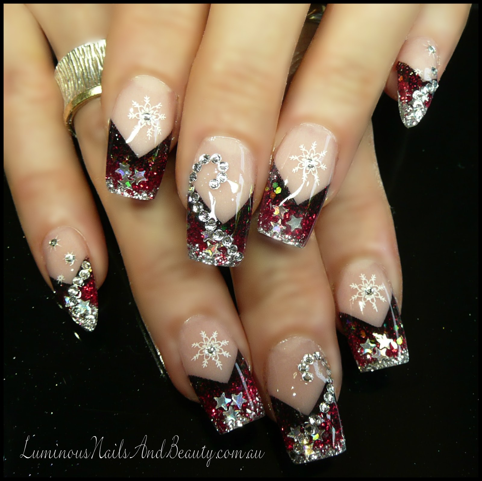 Christmas Acrylic Nails Red - Lodge State