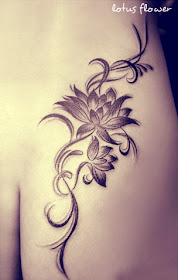 lotus flower tattoo design on the lower back