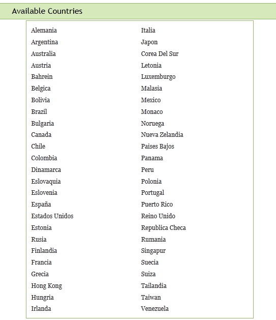 iCallFree Free Country List
