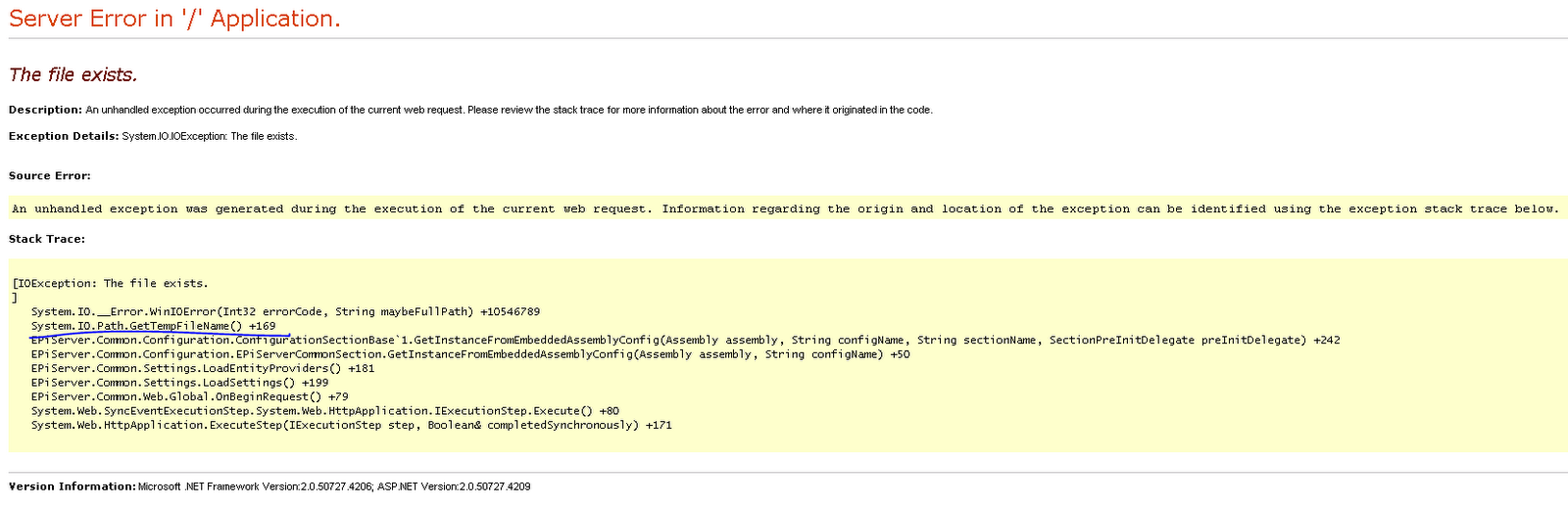 The Making Waves blog System.IO.IOException The file exists