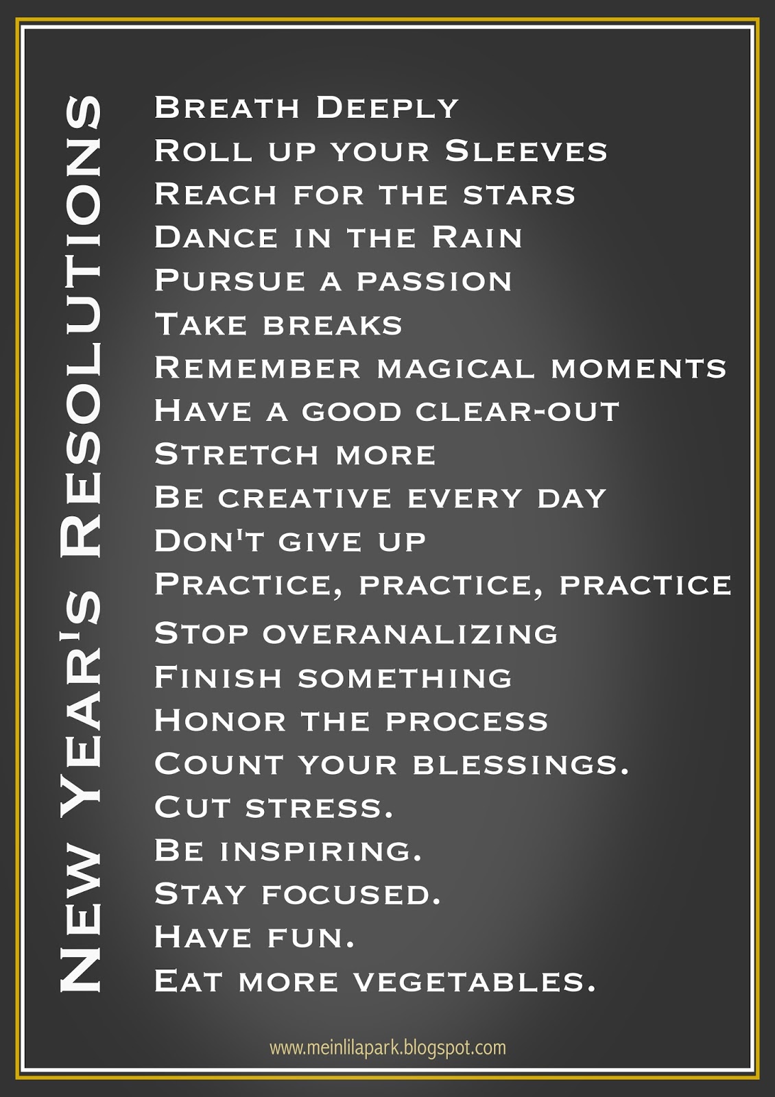 Free printable New Year&#039;s resolution art - ausdruckbare Neujahrs-Vorsätze - freebie | MeinLilaPark