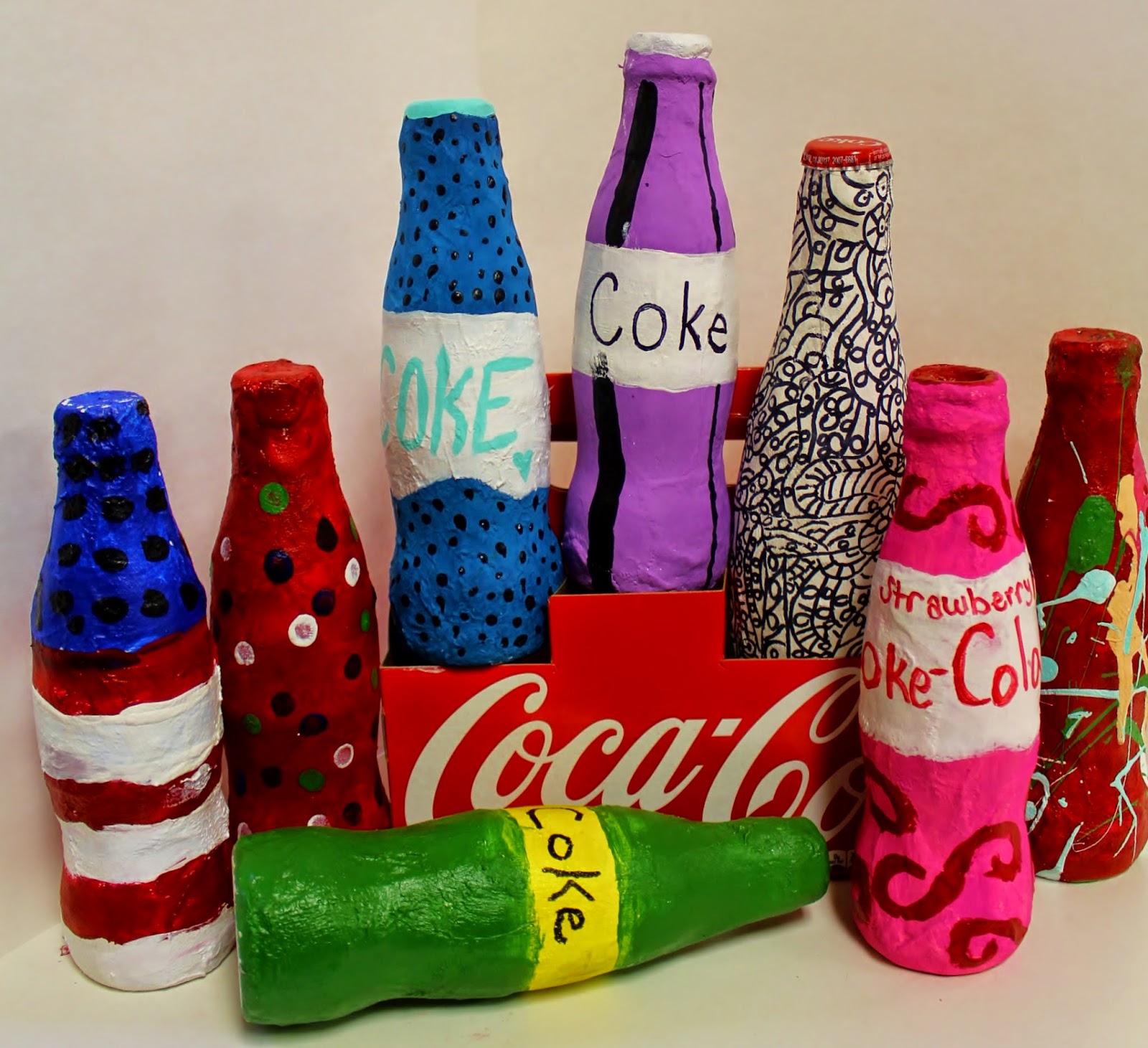 Kim & Karen 2 Soul Sisters (Art Education Blog) Plaster Wrap Coke Bottles