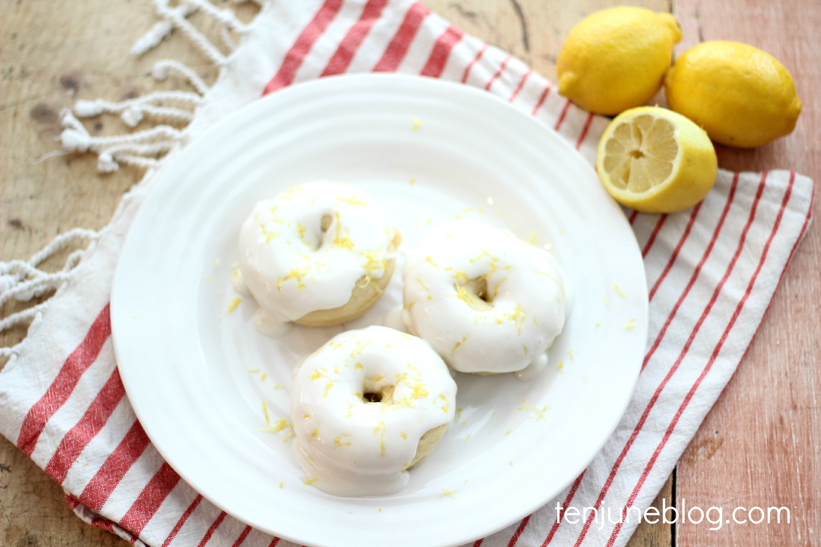 Ten June Dairy Free Lemon Iced Baked Donut Recipe